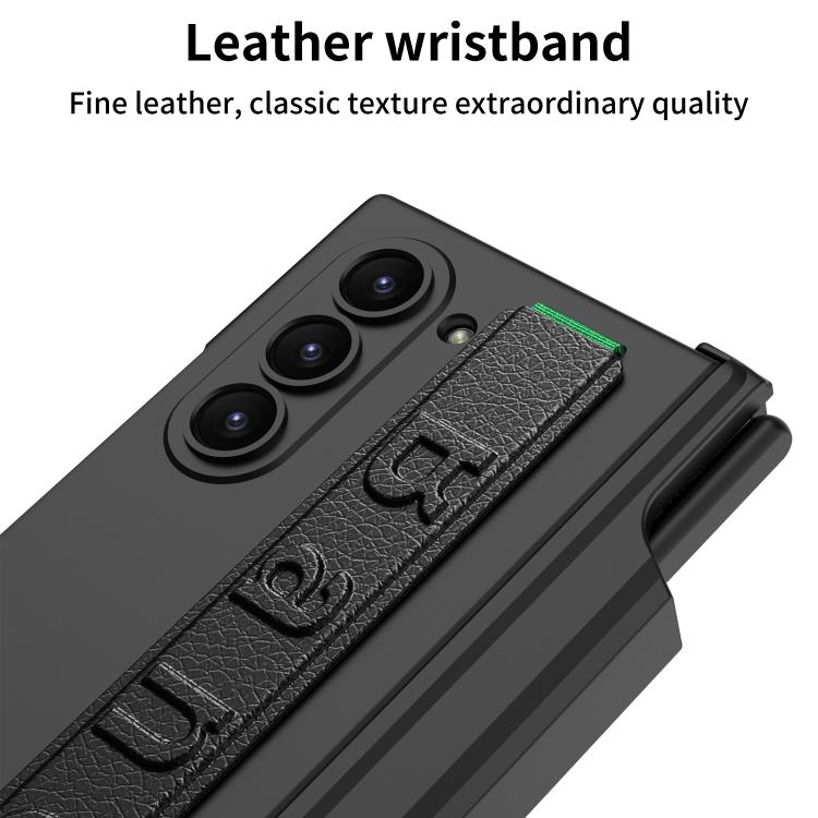 For Samsung Galaxy Z Fold6 GKK Integrated Magnetic Hinge Folding Holder Phone Case with Wrist Strap & Pen Holder