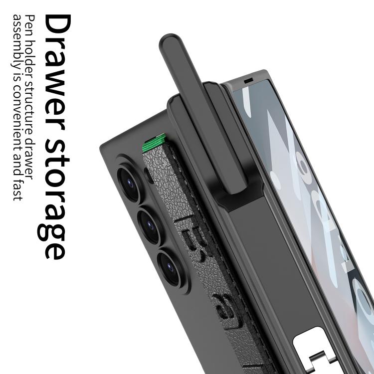 For Samsung Galaxy Z Fold6 GKK Integrated Magnetic Hinge Folding Holder Phone Case with Wrist Strap & Pen Holder