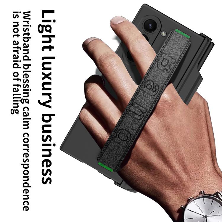 For Samsung Galaxy Z Fold6 GKK Integrated Magnetic Hinge Folding Holder Phone Case with Wrist Strap & Pen Holder