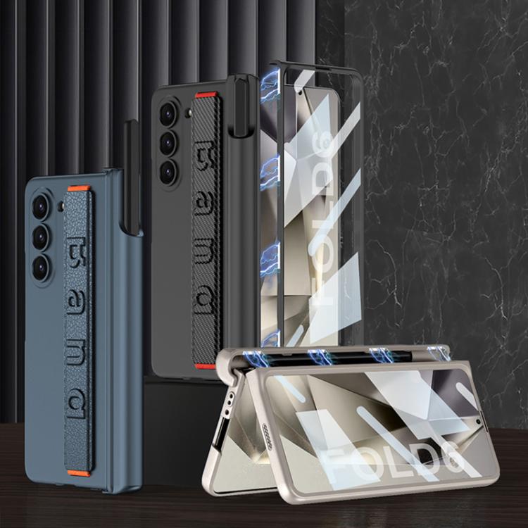 For Samsung Galaxy Z Fold6 GKK Integrated Magnetic Folding Hinge Phone Case with Wrist Strap & Pen Holder