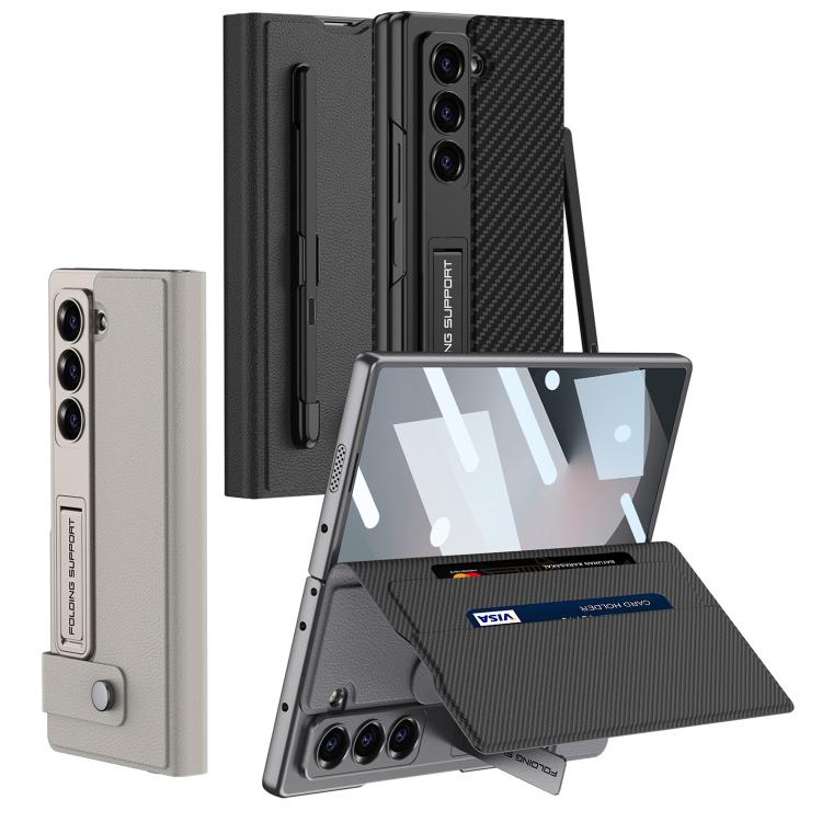 For Samsung Galaxy Z Fold6 GKK Integrated Flip Wallet Leather Phone Case with Pen Slots, Not Included Pen