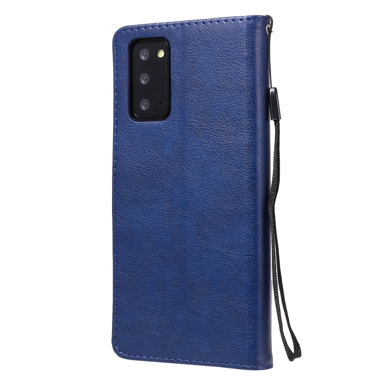 For Samsung Galaxy Note20 Solid Color Horizontal Flip PU Leather Case with Holder & Card Slots & Wallet & Lanyard