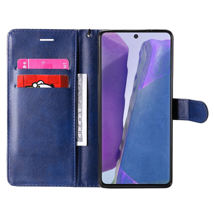For Samsung Galaxy Note20 Solid Color Horizontal Flip PU Leather Case with Holder & Card Slots & Wallet & Lanyard