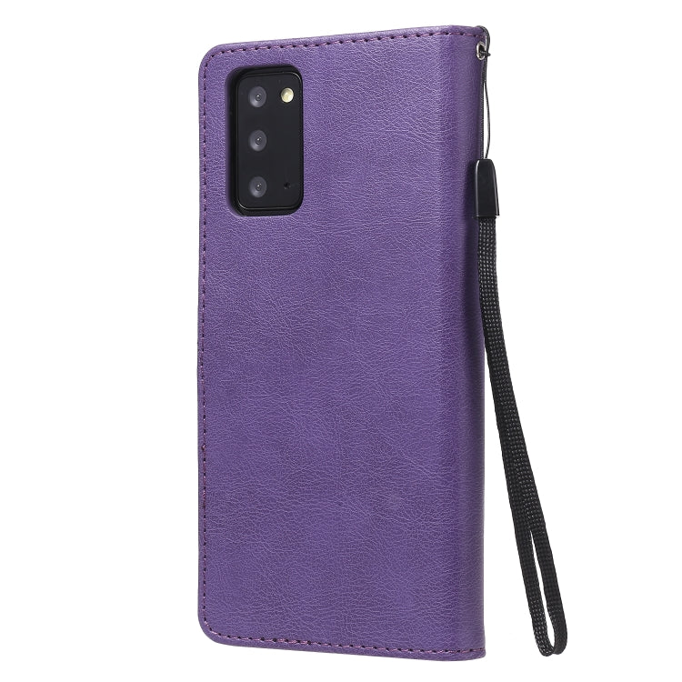 For Samsung Galaxy Note20 Solid Color Horizontal Flip PU Leather Case with Holder & Card Slots & Wallet & Lanyard