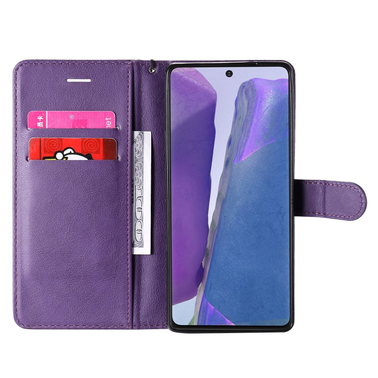 For Samsung Galaxy Note20 Solid Color Horizontal Flip PU Leather Case with Holder & Card Slots & Wallet & Lanyard