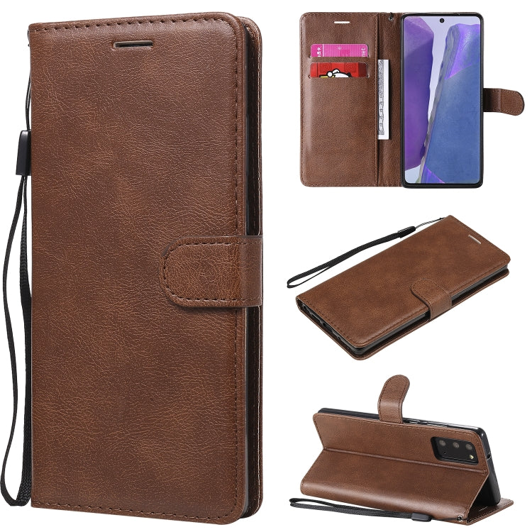 For Samsung Galaxy Note20 Solid Color Horizontal Flip PU Leather Case with Holder & Card Slots & Wallet & Lanyard