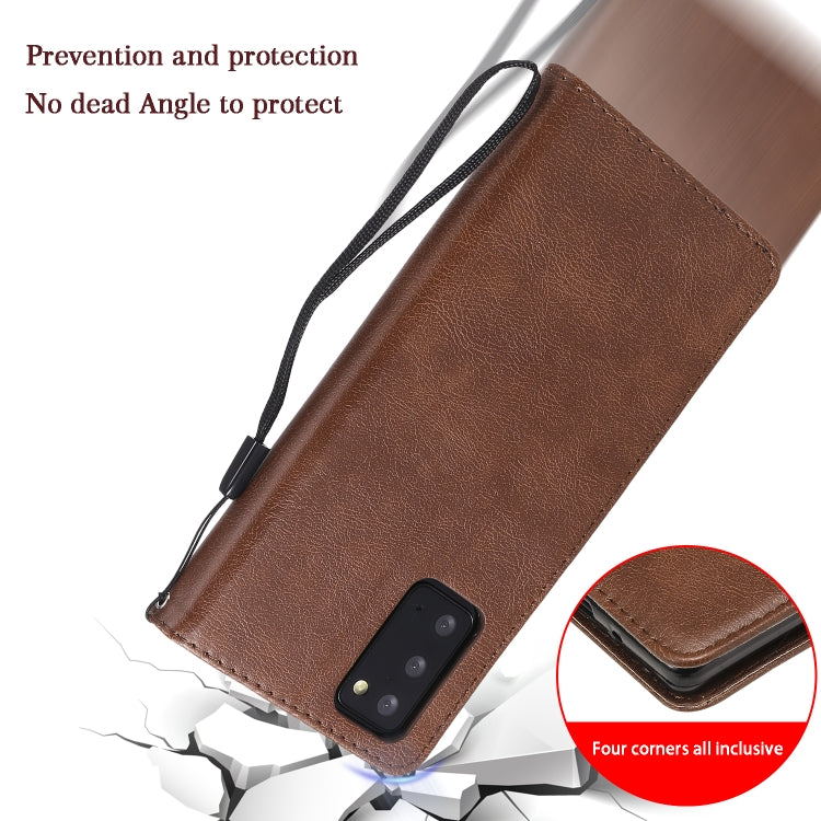 For Samsung Galaxy Note20 Solid Color Horizontal Flip PU Leather Case with Holder & Card Slots & Wallet & Lanyard
