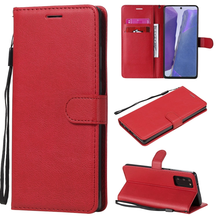 For Samsung Galaxy Note20 Solid Color Horizontal Flip PU Leather Case with Holder & Card Slots & Wallet & Lanyard