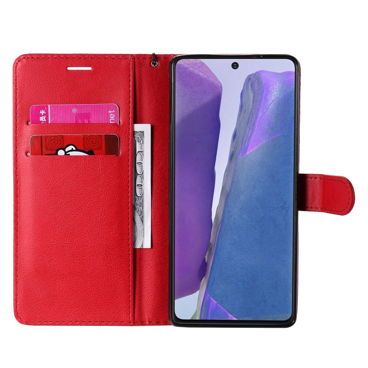 For Samsung Galaxy Note20 Solid Color Horizontal Flip PU Leather Case with Holder & Card Slots & Wallet & Lanyard