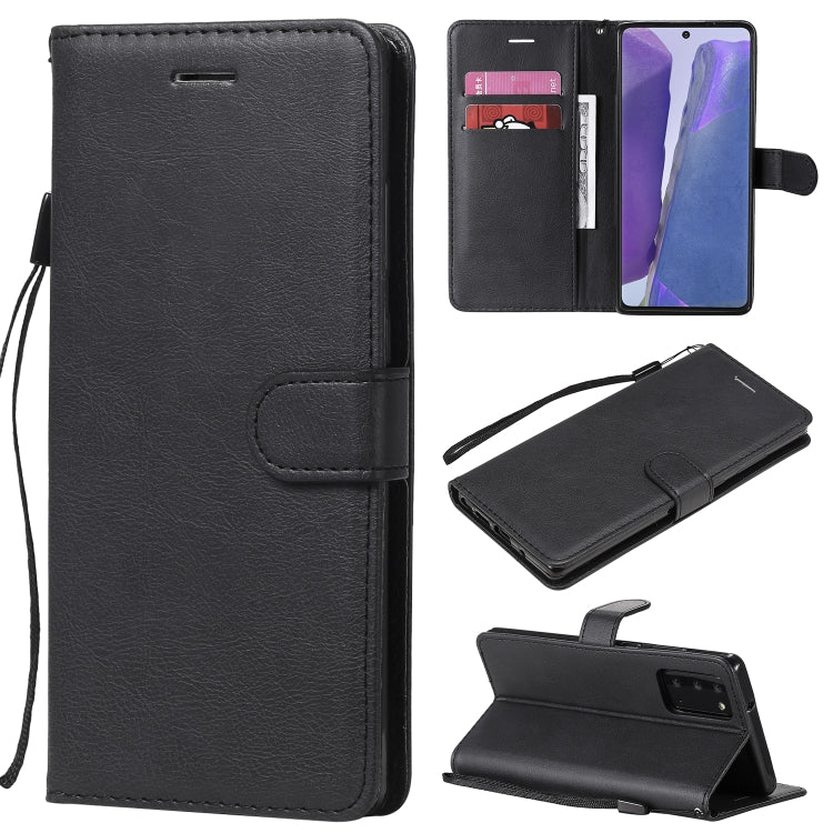 For Samsung Galaxy Note20 Solid Color Horizontal Flip PU Leather Case with Holder & Card Slots & Wallet & Lanyard