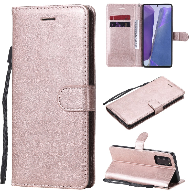For Samsung Galaxy Note20 Solid Color Horizontal Flip PU Leather Case with Holder & Card Slots & Wallet & Lanyard