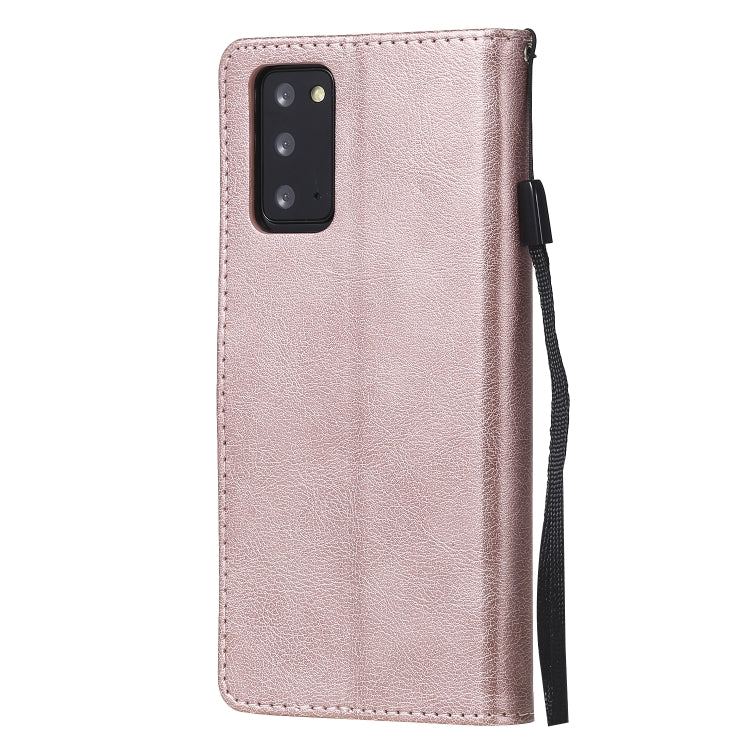 For Samsung Galaxy Note20 Solid Color Horizontal Flip PU Leather Case with Holder & Card Slots & Wallet & Lanyard