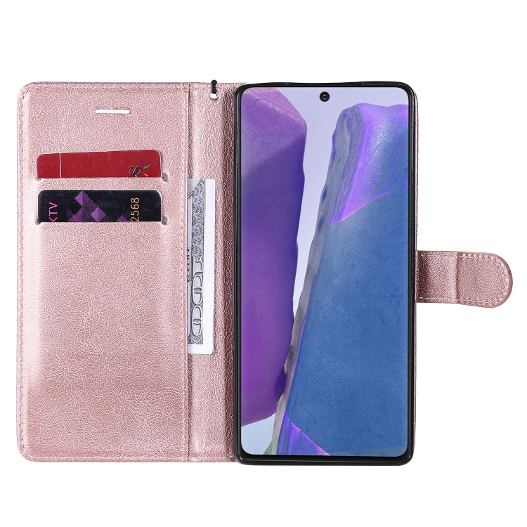 For Samsung Galaxy Note20 Solid Color Horizontal Flip PU Leather Case with Holder & Card Slots & Wallet & Lanyard