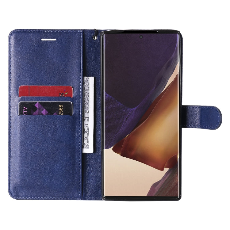 For Samsung Galaxy Note20 Ultra Solid Color Horizontal Flip PU Leather Case with Holder & Card Slots & Wallet & Lanyard