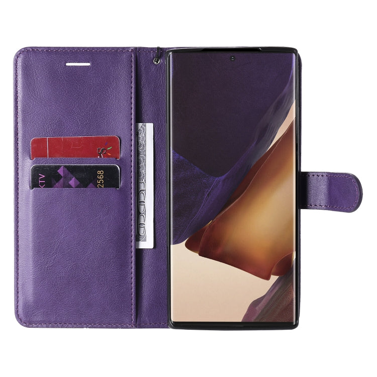 For Samsung Galaxy Note20 Ultra Solid Color Horizontal Flip PU Leather Case with Holder & Card Slots & Wallet & Lanyard