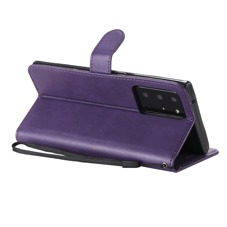 For Samsung Galaxy Note20 Ultra Solid Color Horizontal Flip PU Leather Case with Holder & Card Slots & Wallet & Lanyard