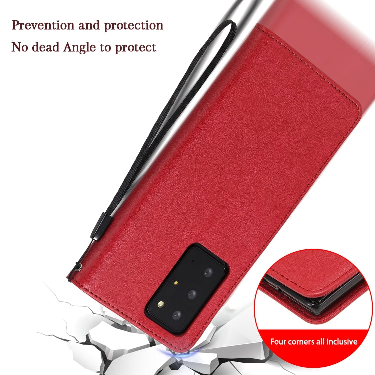 For Samsung Galaxy Note20 Ultra Solid Color Horizontal Flip PU Leather Case with Holder & Card Slots & Wallet & Lanyard