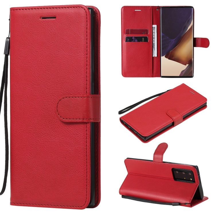 For Samsung Galaxy Note20 Ultra Solid Color Horizontal Flip PU Leather Case with Holder & Card Slots & Wallet & Lanyard