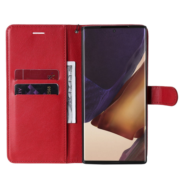 For Samsung Galaxy Note20 Ultra Solid Color Horizontal Flip PU Leather Case with Holder & Card Slots & Wallet & Lanyard