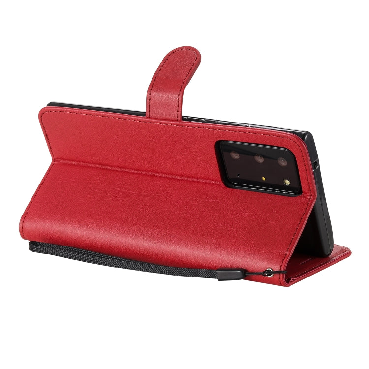 For Samsung Galaxy Note20 Ultra Solid Color Horizontal Flip PU Leather Case with Holder & Card Slots & Wallet & Lanyard