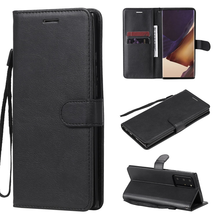 For Samsung Galaxy Note20 Ultra Solid Color Horizontal Flip PU Leather Case with Holder & Card Slots & Wallet & Lanyard
