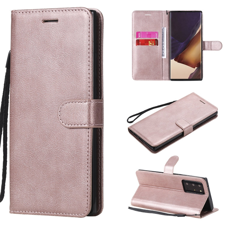 For Samsung Galaxy Note20 Ultra Solid Color Horizontal Flip PU Leather Case with Holder & Card Slots & Wallet & Lanyard
