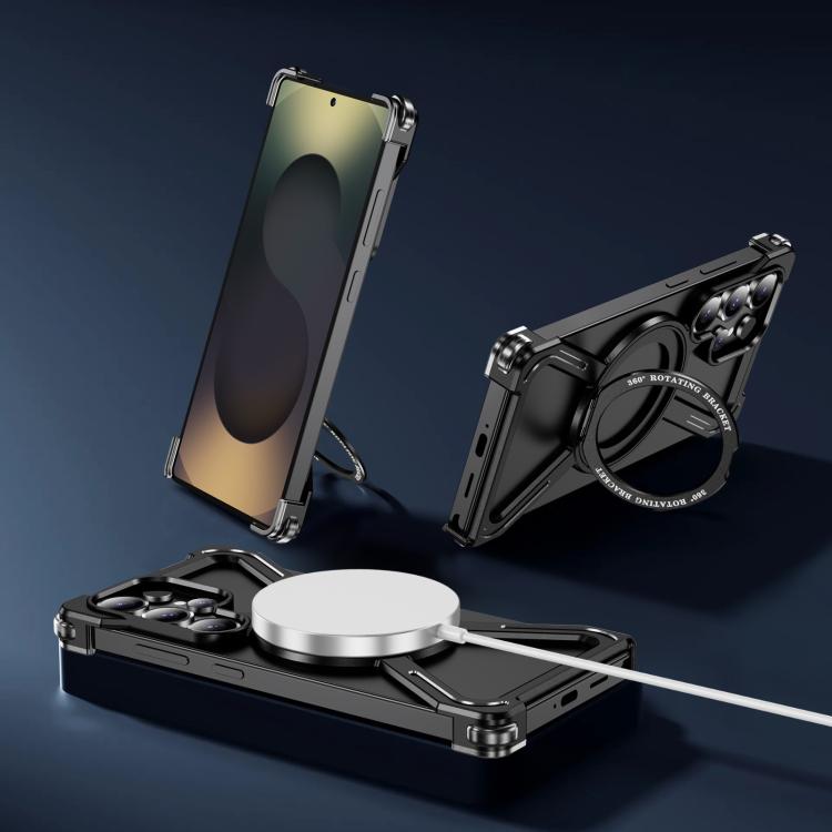 For Samsung Galaxy S25 Ultra 5G Titanium Alloy MagSafe Magnetic Airbag Shockproof Phone Case