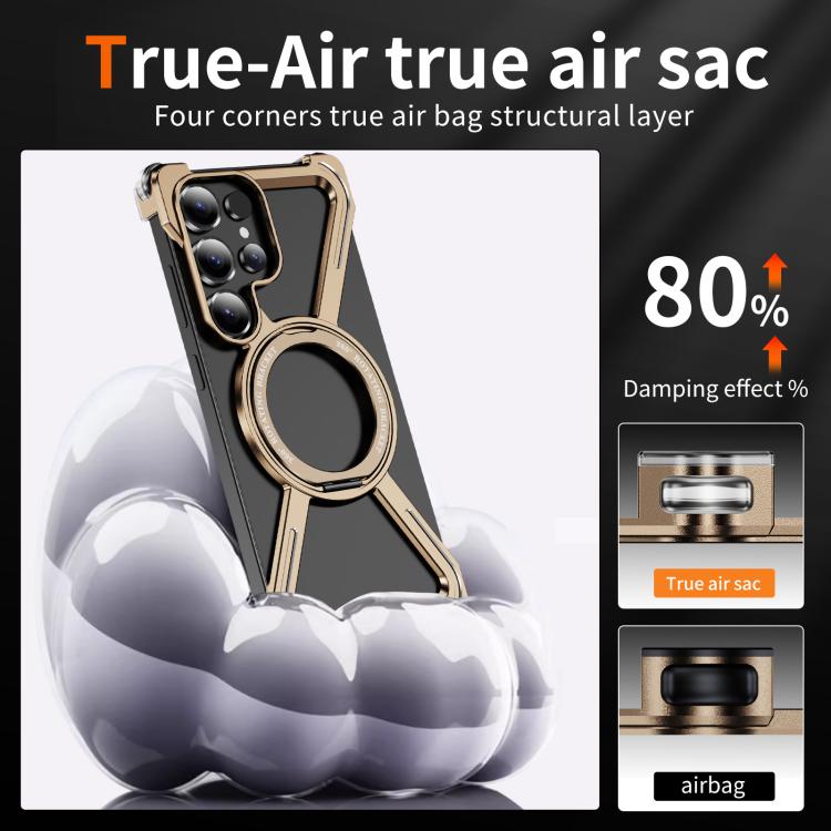 For Samsung Galaxy S25 Ultra 5G Titanium Alloy MagSafe Magnetic Airbag Shockproof Phone Case