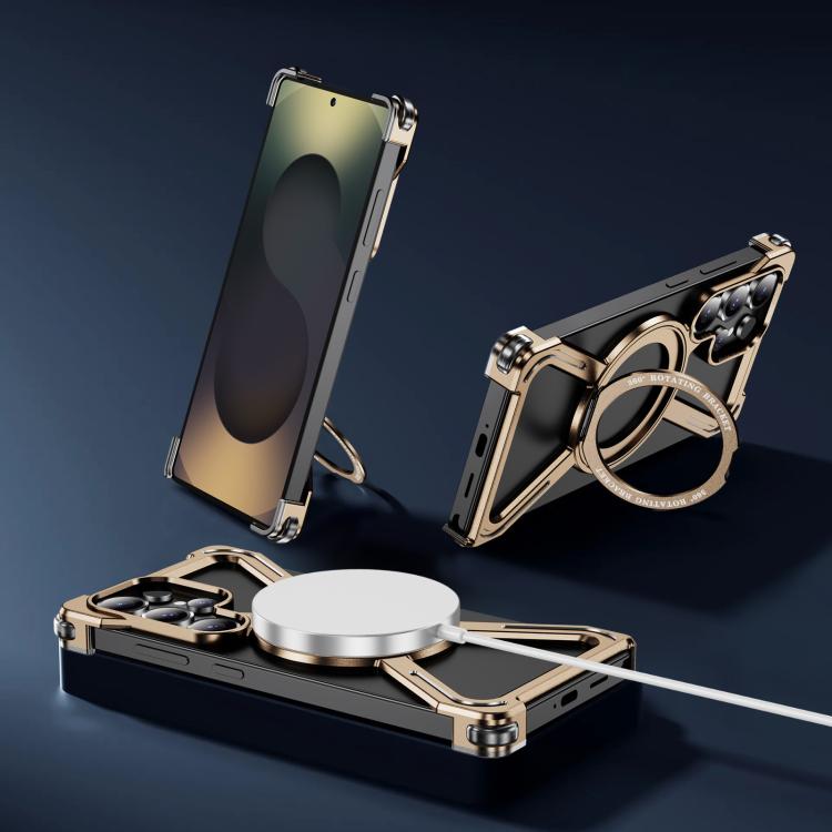 For Samsung Galaxy S25 Ultra 5G Titanium Alloy MagSafe Magnetic Airbag Shockproof Phone Case