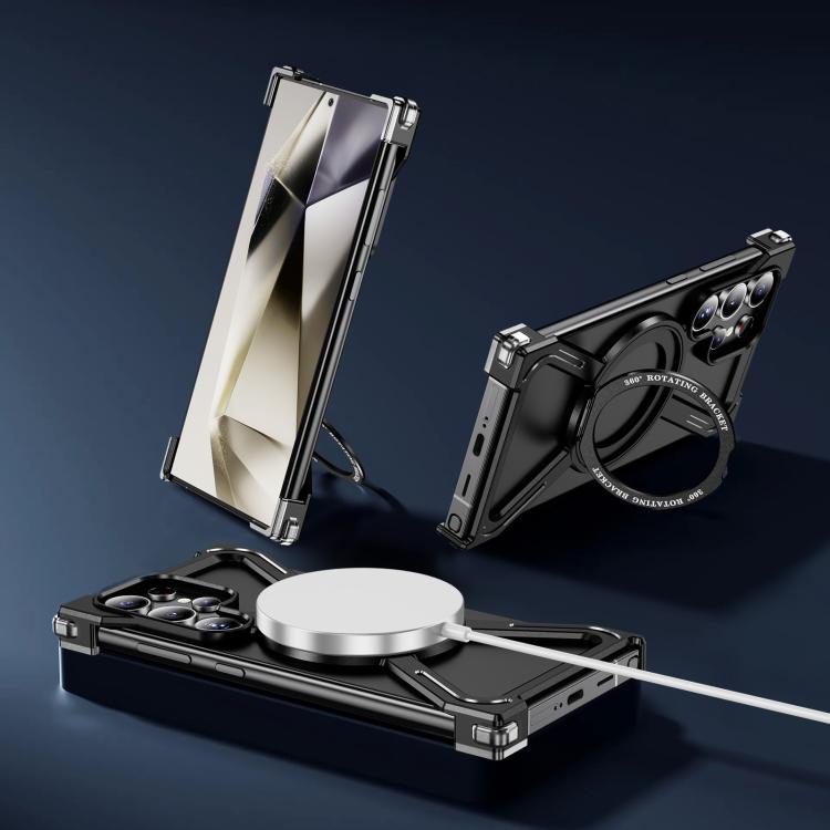 For Samsung Galaxy S24 Ultra 5G Titanium Alloy MagSafe Magnetic Airbag Shockproof Phone Case