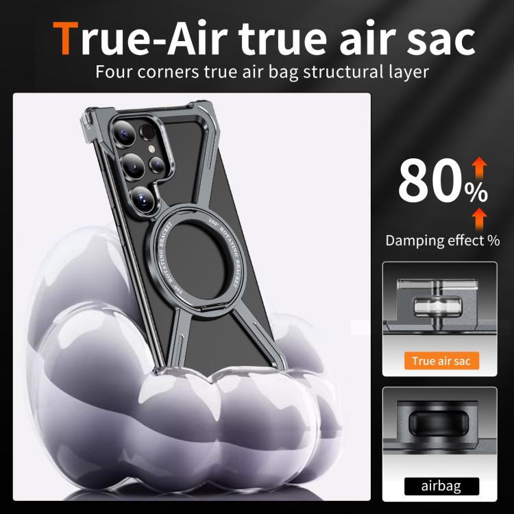 For Samsung Galaxy S24 Ultra 5G Titanium Alloy MagSafe Magnetic Airbag Shockproof Phone Case