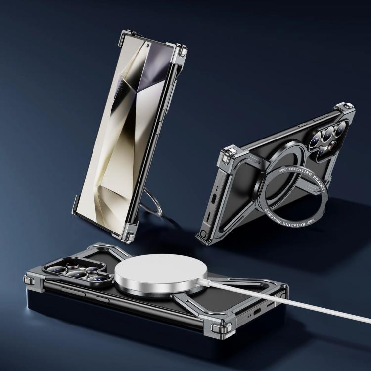 For Samsung Galaxy S24 Ultra 5G Titanium Alloy MagSafe Magnetic Airbag Shockproof Phone Case