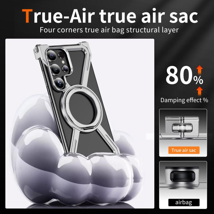 For Samsung Galaxy S24 Ultra 5G Titanium Alloy MagSafe Magnetic Airbag Shockproof Phone Case