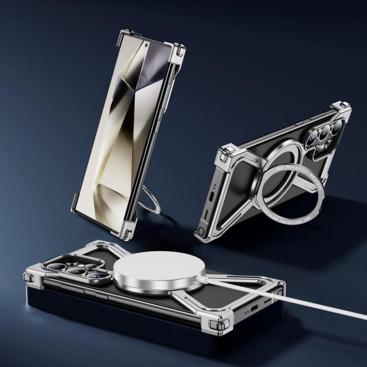 For Samsung Galaxy S24 Ultra 5G Titanium Alloy MagSafe Magnetic Airbag Shockproof Phone Case