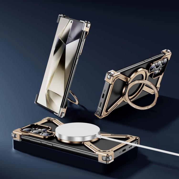 For Samsung Galaxy S23 Ultra 5G Titanium Alloy MagSafe Magnetic Airbag Shockproof Phone Case