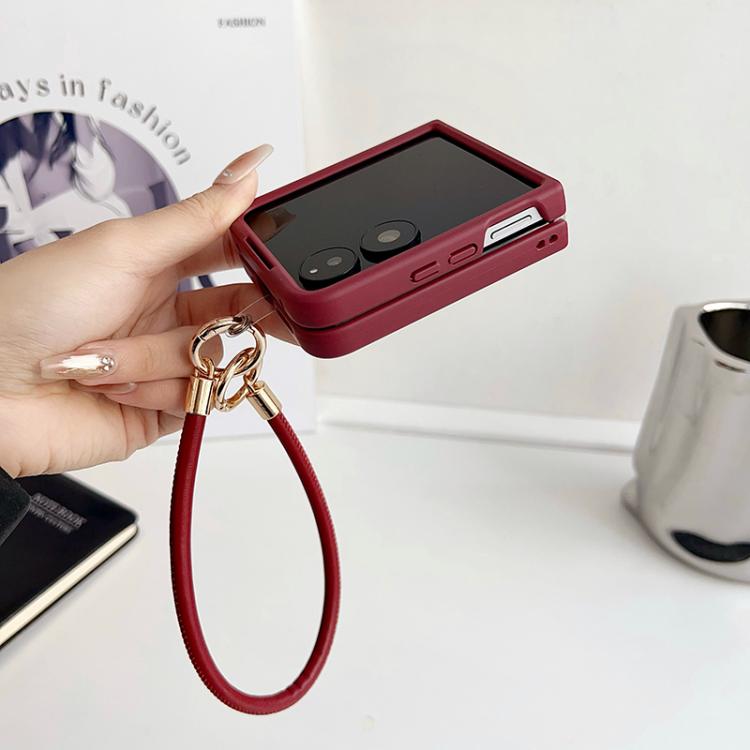 For Xiaomi Mix Flip Crocodile Texture TPU Phone Case With Strap - Red