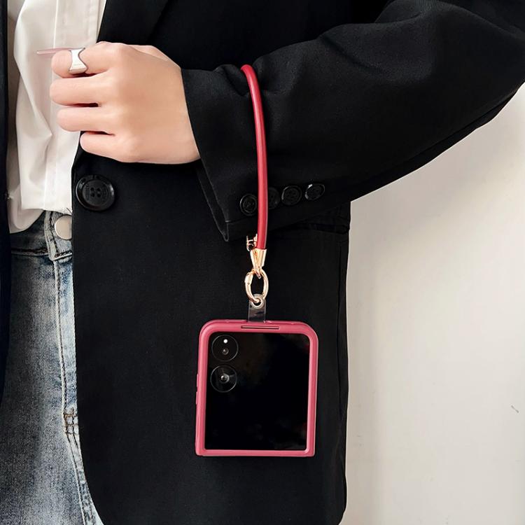 For Xiaomi Mix Flip Crocodile Texture TPU Phone Case With Strap - Red