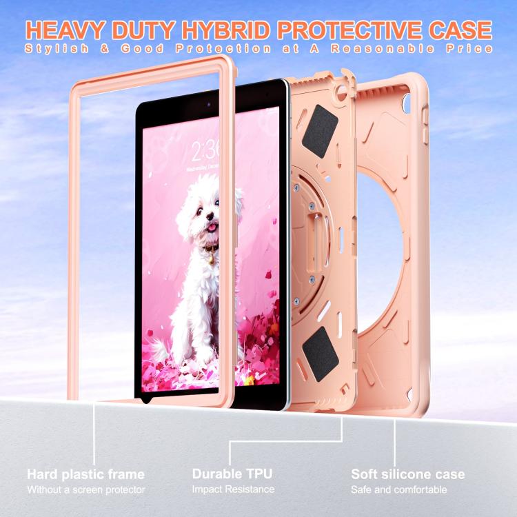 For iPad 10.2 2021 / 2020 / 2019 Dog Rotation Kickstand Silicone Hybrid PC Tablet Case - Pink