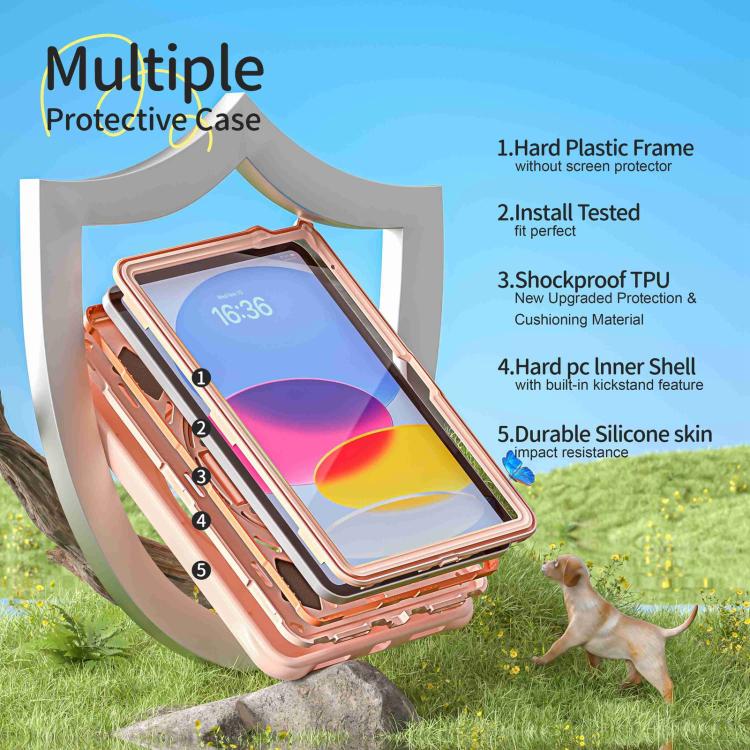 For iPad 2025 / 2022 Dog Rotation Kickstand Silicone Hybrid PC Tablet Case - Pink