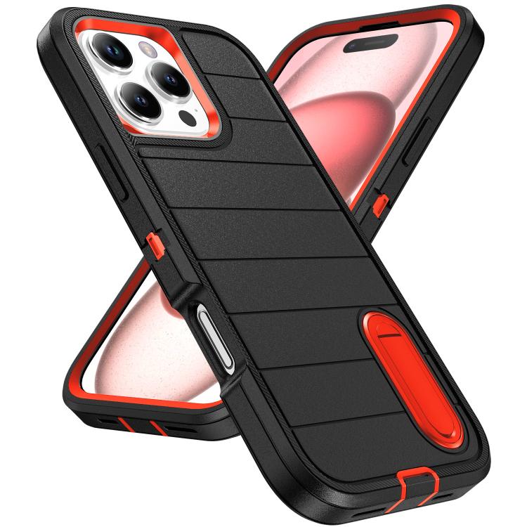 For iPhone 16 Pro Max Defender Gen2 Rugged PC + Silicone Phone Case with Holder