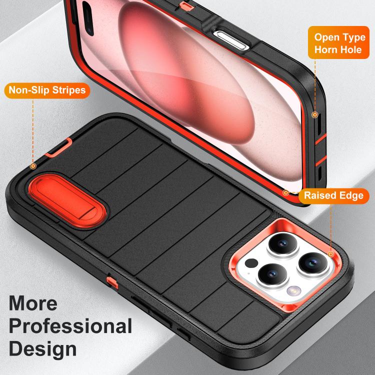 For iPhone 16 Pro Max Defender Gen2 Rugged PC + Silicone Phone Case with Holder