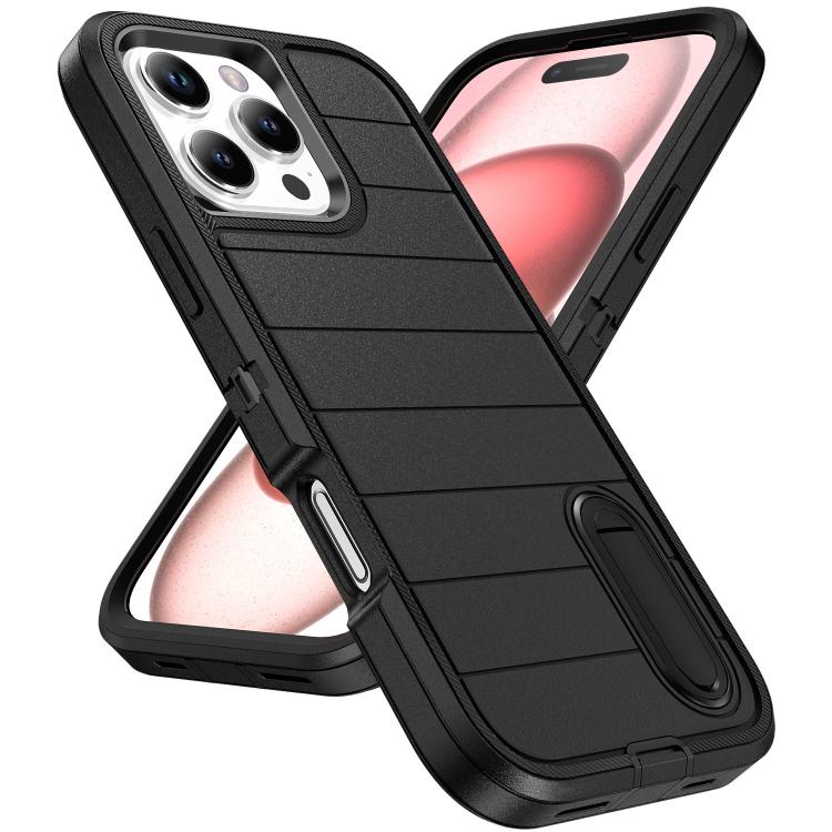 For iPhone 16 Pro Max Defender Gen2 Rugged PC + Silicone Phone Case with Holder