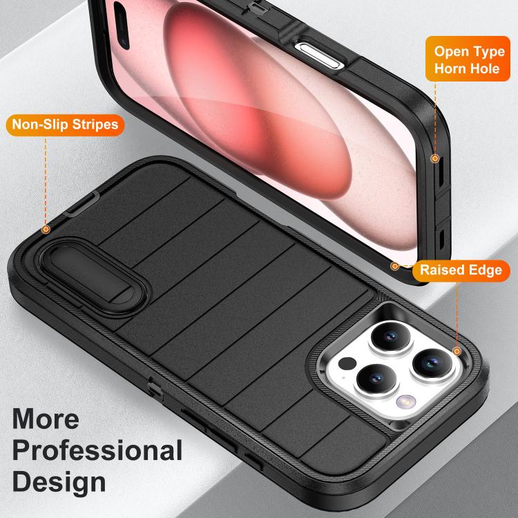 For iPhone 16 Pro Max Defender Gen2 Rugged PC + Silicone Phone Case with Holder