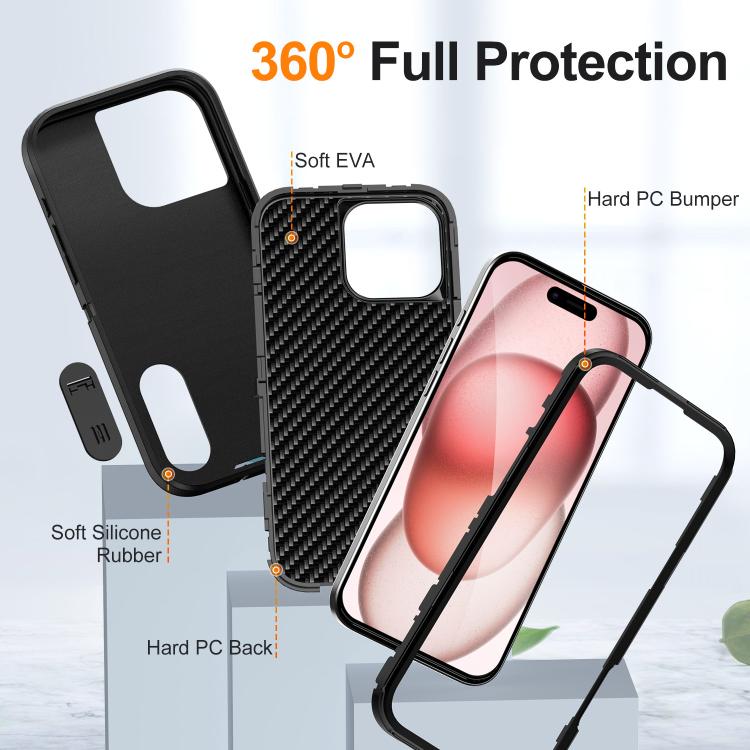For iPhone 16 Pro Max Defender Gen2 Rugged PC + Silicone Phone Case with Holder