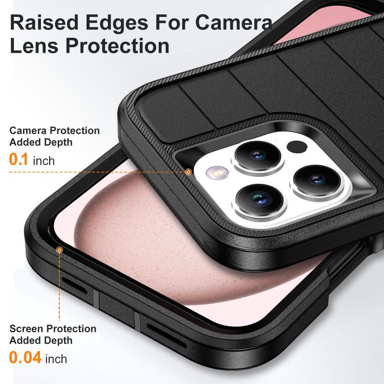 For iPhone 16 Pro Max Defender Gen2 Rugged PC + Silicone Phone Case with Holder