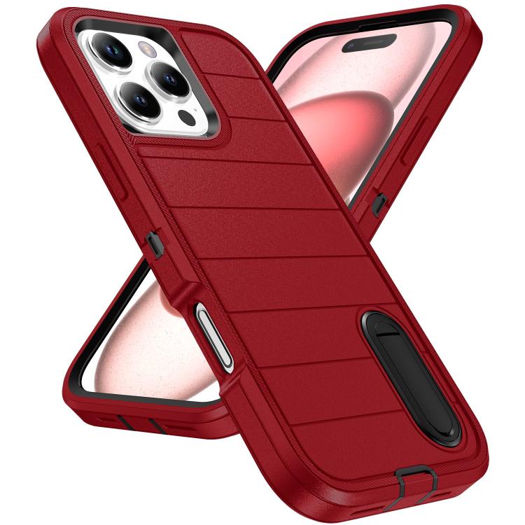 For iPhone 16 Pro Max Defender Gen2 Rugged PC + Silicone Phone Case with Holder