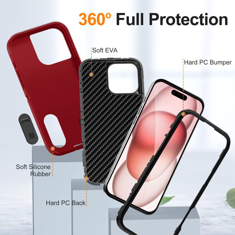 For iPhone 16 Pro Max Defender Gen2 Rugged PC + Silicone Phone Case with Holder