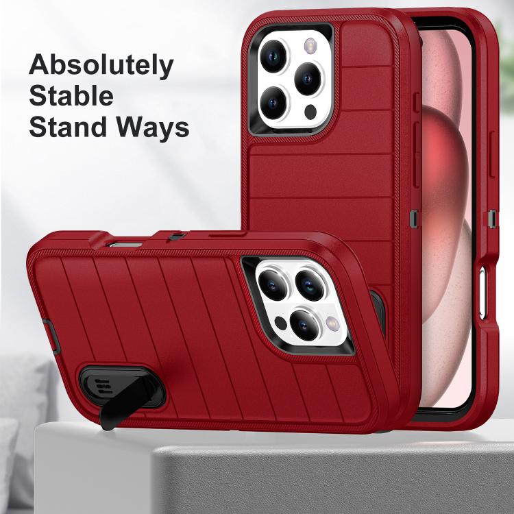 For iPhone 16 Pro Max Defender Gen2 Rugged PC + Silicone Phone Case with Holder