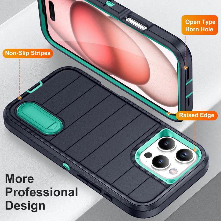 For iPhone 16 Pro Max Defender Gen2 Rugged PC + Silicone Phone Case with Holder