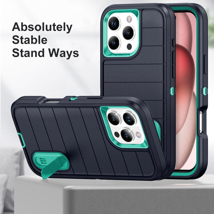 For iPhone 16 Pro Max Defender Gen2 Rugged PC + Silicone Phone Case with Holder